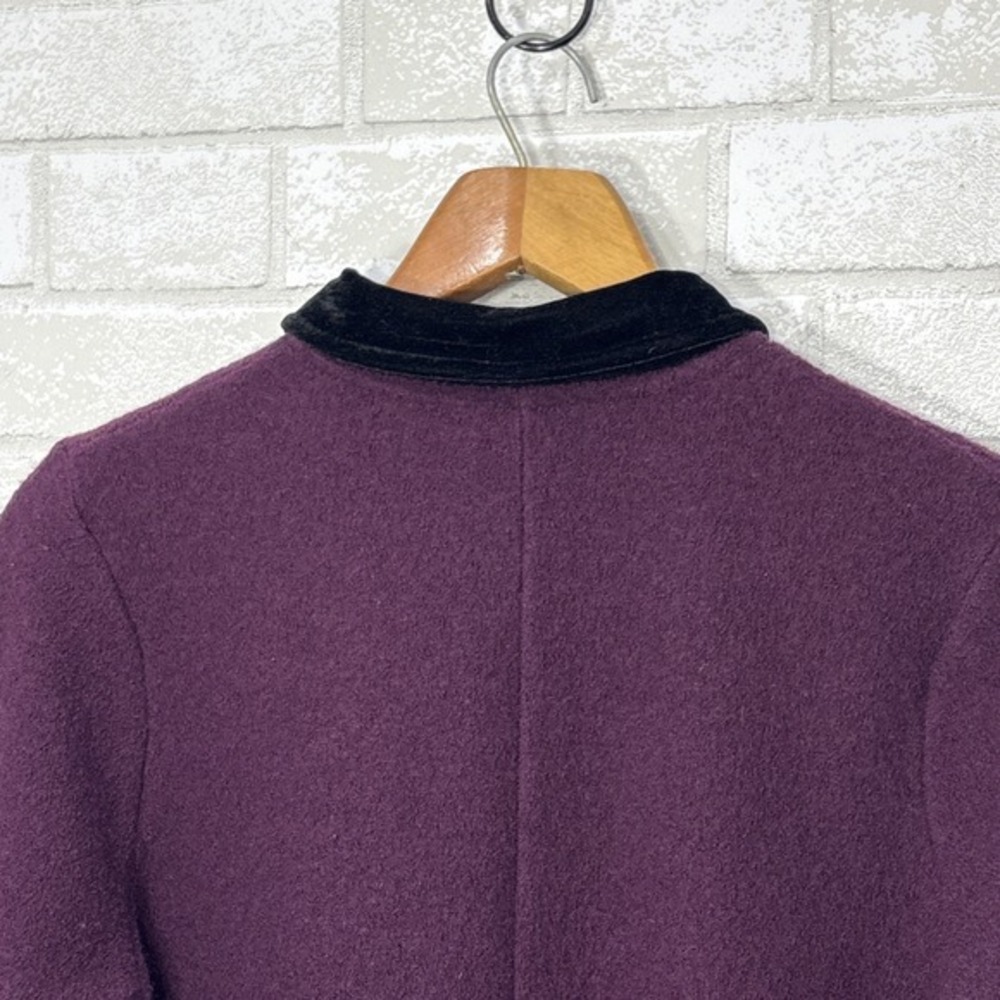 Vintage Icelandic Design Plum Wool Jacket Size M Velvet Trim Fall Blazer Classic - Picture 5 of 10